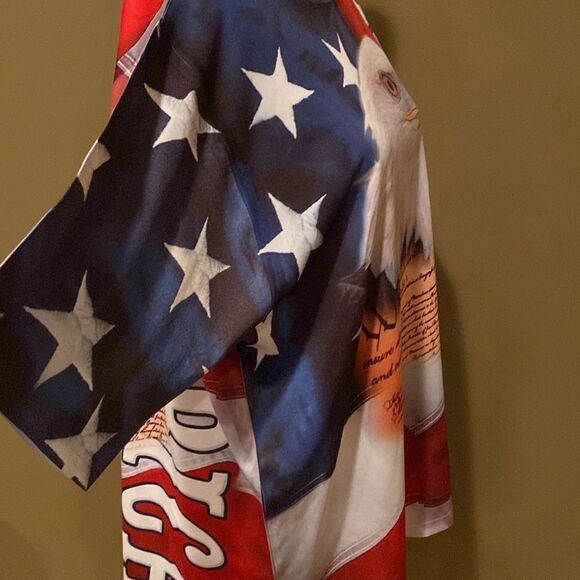 American Summer Flag Shirt Size Medium Short Sleeve - Picture 4 of 9